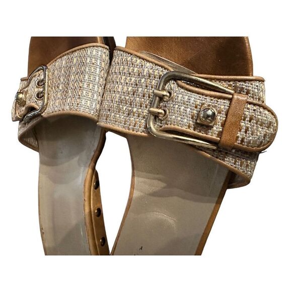 Stuart Weitzman Wooden Plaid Slides - Picture 2 of 11